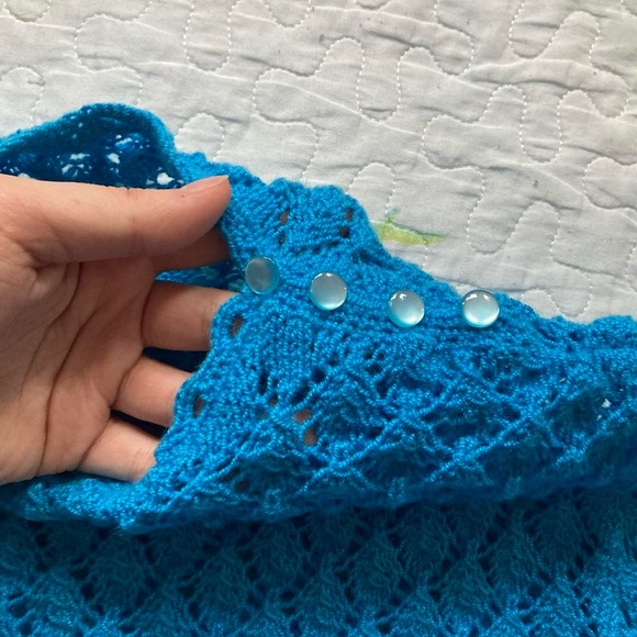 Vintage 70s Crochet Balloon Sleeve Sweater 🦋 - Picture 5 of 7